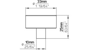 Knopf Oftersheim Aluminium schwarz matt pulverbeschichtet - 33 mm lang  vor weißem Hintergrund