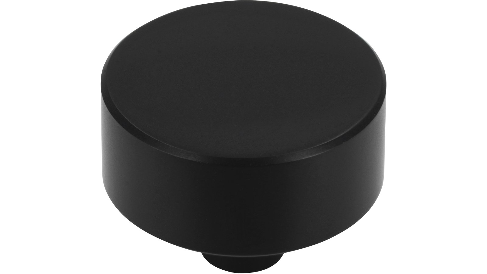 Knopf Oftersheim Aluminium schwarz matt pulverbeschichtet - 33 mm lang  vor weißem Hintergrund