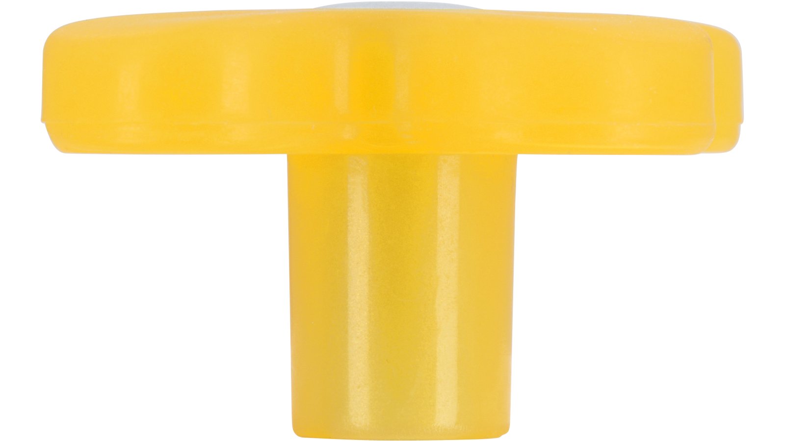 Moebelknopf-Ostercappeln-weiss-alufarbig-gelb-transparent-Aluminium-Glas-Kunststoff-laenge-50-676880-stehend Knopf Ostercappeln Kunststoff glaseffekt gelb metallisiert weißaluminium - 50 mm lang vor weißem Hintergrund
