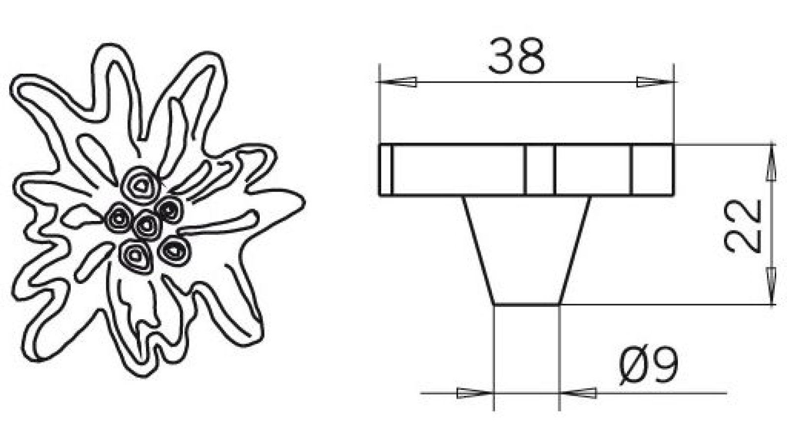 Knopf Osterholz-Scharmbeck Druckguss altsilberfarbig - 46 mm lang  vor weißem Hintergrund