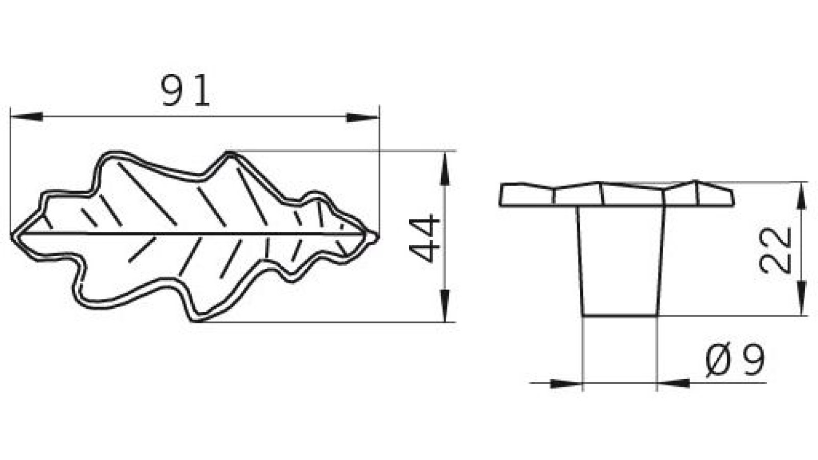 Knopf Ostfildern Druckguss altmessingfarbig brüniert getrommelt - 92 mm lang  vor weißem Hintergrund