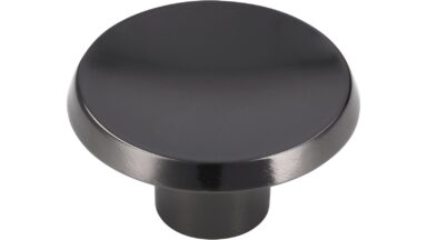 Knopf Pinneberg Druckguss Schwarz chrom - 37 mm lang  vor weißem Hintergrund