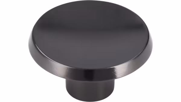 Knopf Pinneberg Druckguss Schwarz chrom - 37 mm lang vor weißem Hintergrund
