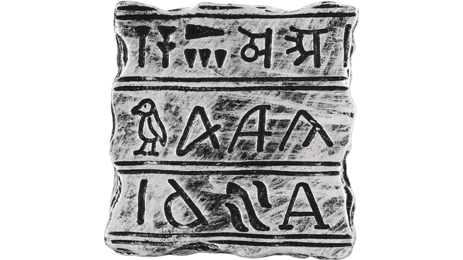 Knopf Preußisch-Oldendorf Kunststoff altsilberfarbig - 48 mm lang  vor weißem Hintergrund