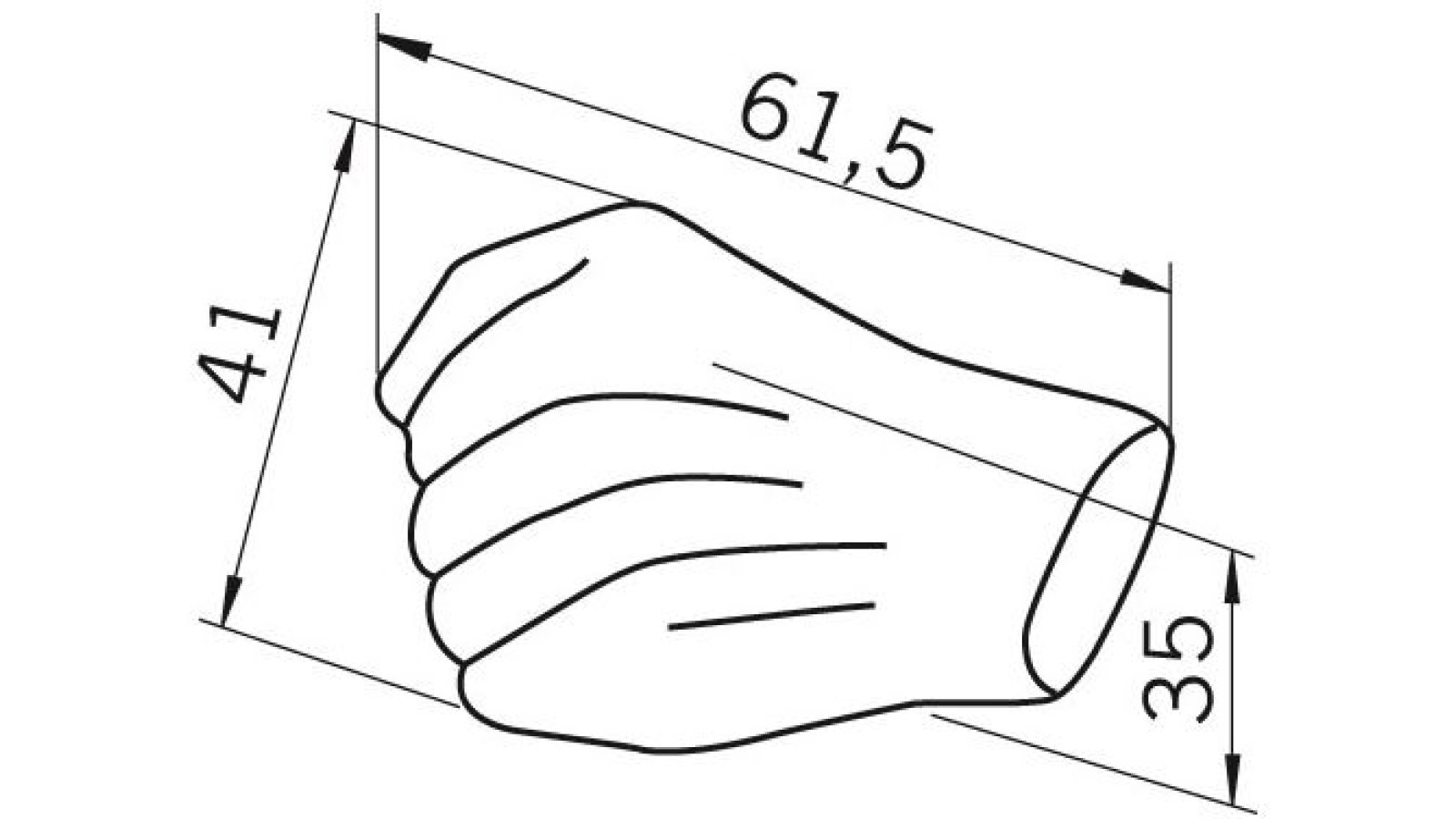 Knopf Pritzwalk Kunststoff altsilberfarbig - 61 mm lang  vor weißem Hintergrund