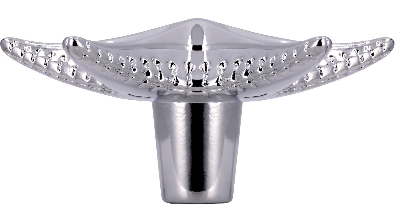 Knopf Radolfzell Druckguss chrom glänzend - 67 mm lang  vor weißem Hintergrund