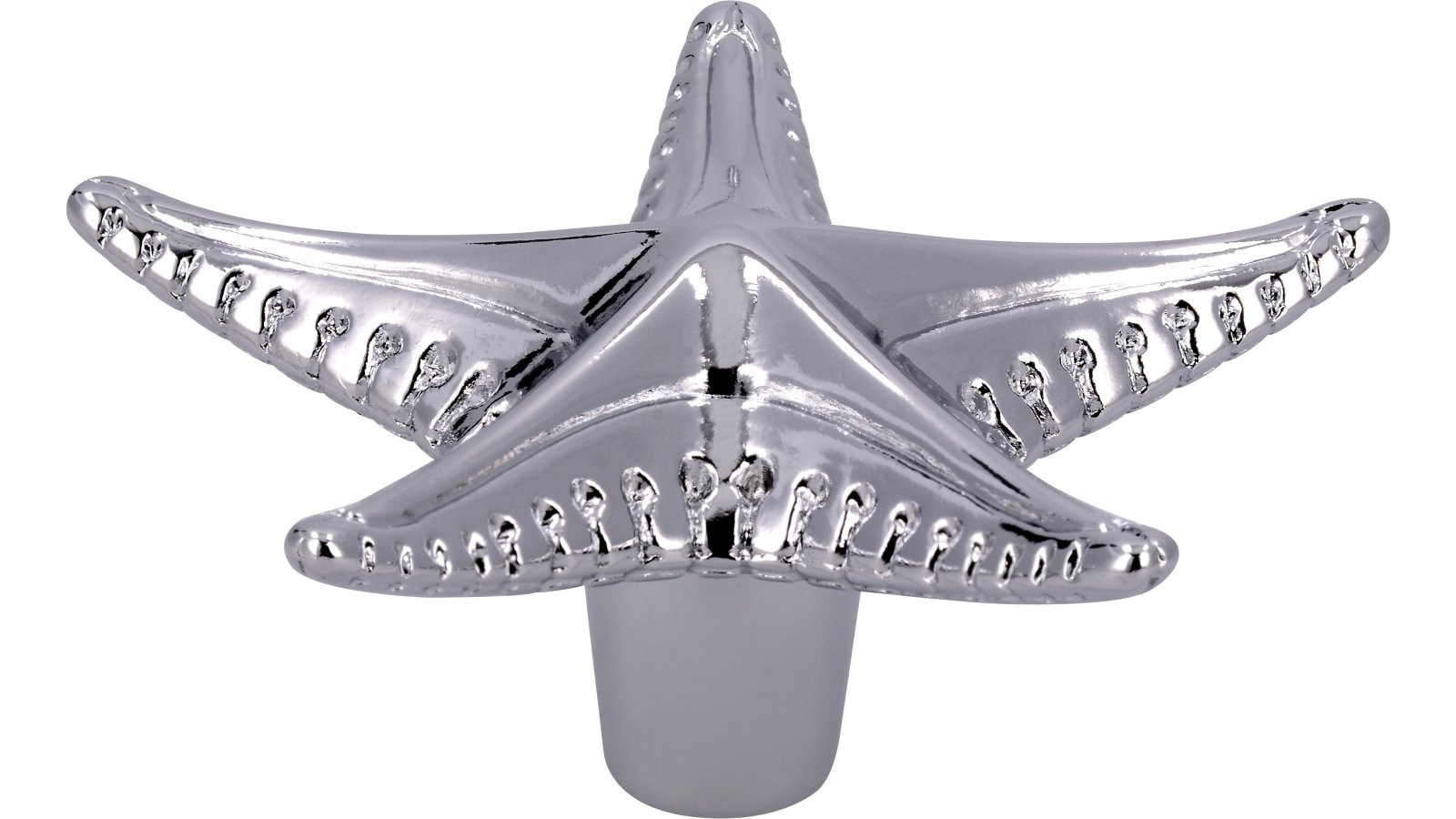 Knopf Radolfzell Druckguss chrom glänzend - 67 mm lang  vor weißem Hintergrund