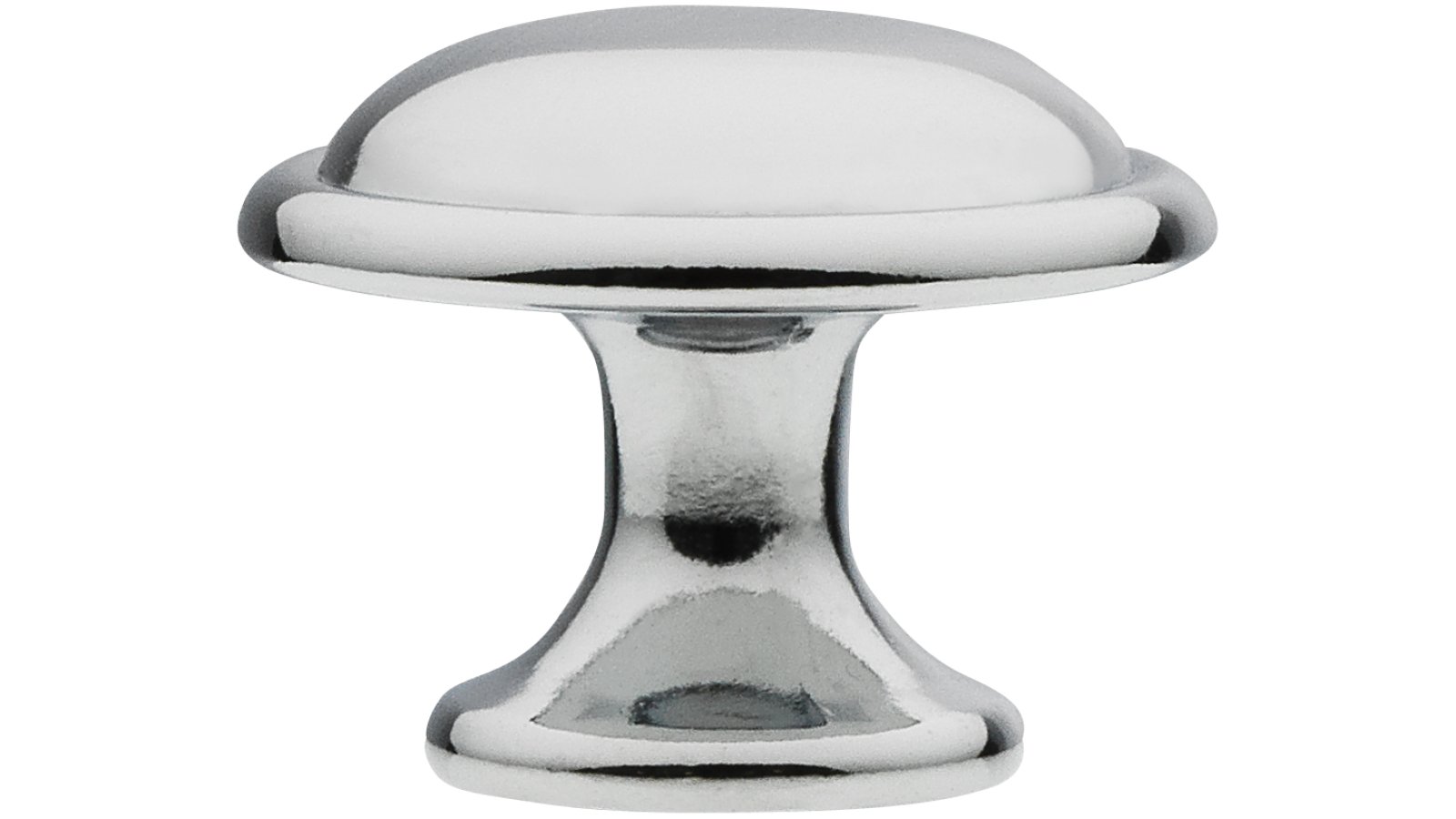 Knopf Ratingen Druckguss chrom glänzend - 28 mm lang  vor weißem Hintergrund