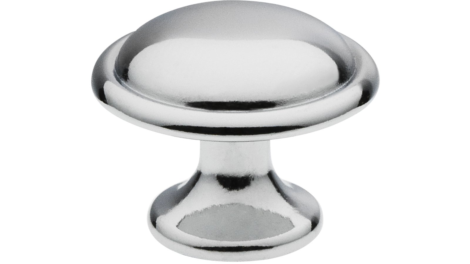 Knopf Ratingen Druckguss chrom glänzend - 28 mm lang  vor weißem Hintergrund