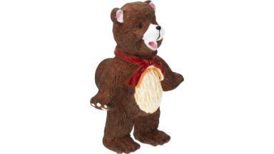 Knopf Ratzeburg Kunststoff teddy bär - 63 mm lang vor weißem Hintergrund