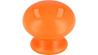 Knopf Raubling Keramik bunt pastelorange - 38 mm lang vor weißem Hintergrund