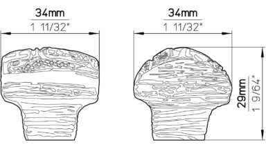 Knopf Rauheim Kunststoff altsilberfarbig - 34 mm lang  vor weißem Hintergrund