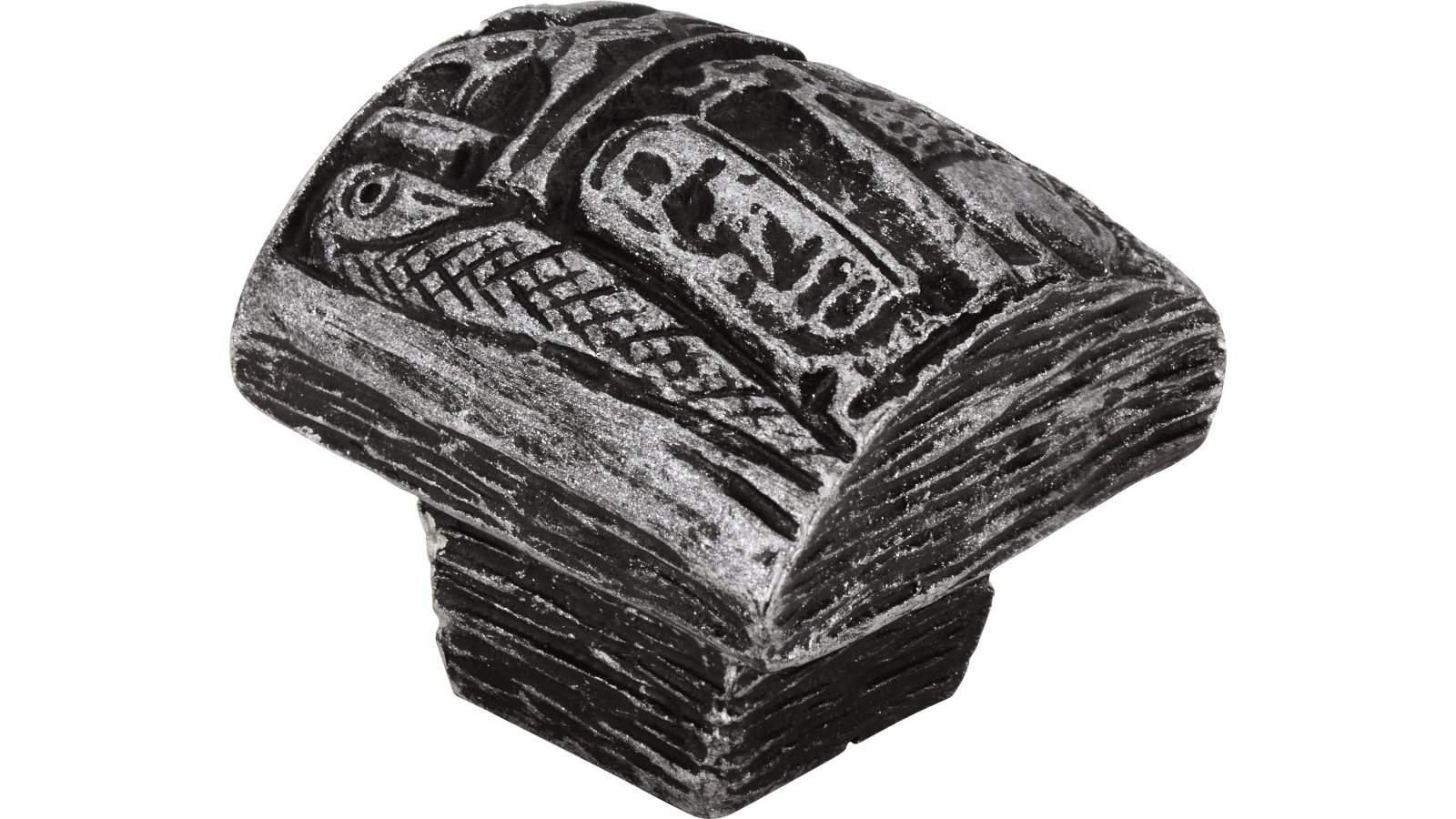 Moebelknopf-Rauheim-silber-Kunststoff-laenge-34-635012 Knopf Rauheim Kunststoff altsilberfarbig - 34 mm lang vor weißem Hintergrund