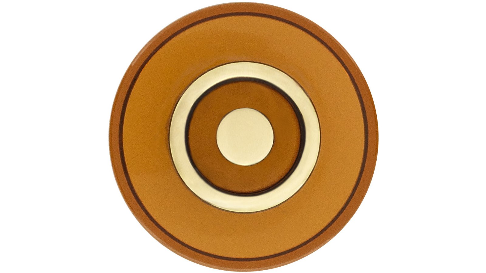 Moebelknopf-Remchingen-gold-orange-Kunststoff-laenge-35-408084-front Knopf Remchingen Kunststoff orange metallfolieneffekt gold glänzend - 35 mm lang vor weißem Hintergrund