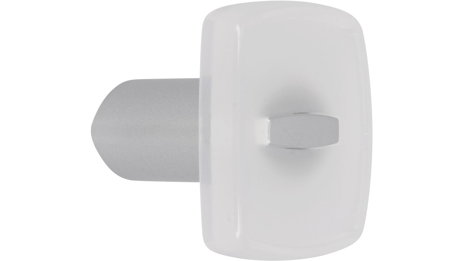 Knopf Rheda-Weidenbrück Kunststoff glaseffekt matt natur metallisiert weißaluminium - 29 mm lang  vor weißem Hintergrund