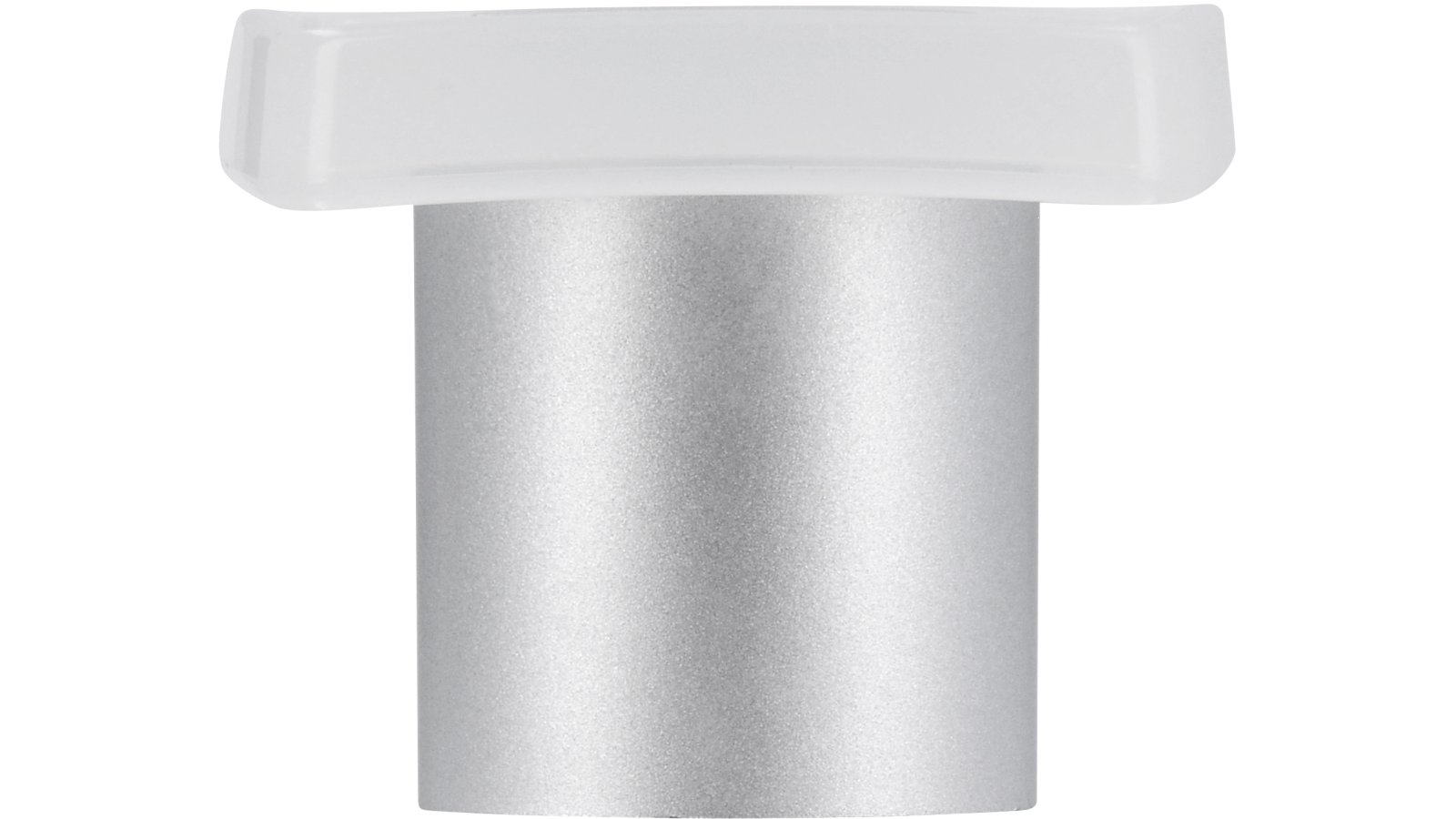 Knopf Rheda-Weidenbrück Kunststoff glaseffekt matt natur metallisiert weißaluminium - 29 mm lang  vor weißem Hintergrund