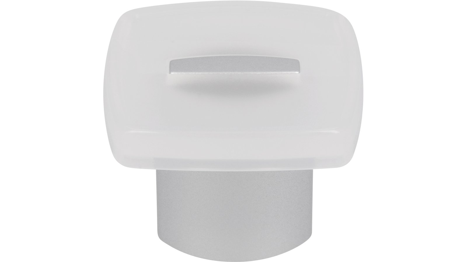 Knopf Rheda-Weidenbrück Kunststoff glaseffekt matt natur metallisiert weißaluminium - 29 mm lang  vor weißem Hintergrund