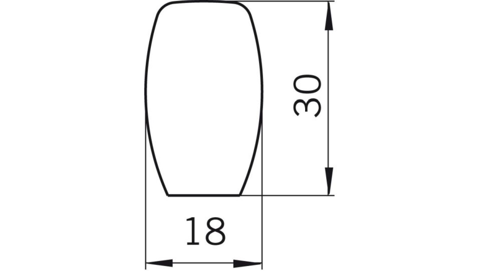 Moebelknopf-Ruesslesheim-rot-buche-Holz-Kunststoff-Holz-laenge-18-409156-technische-zeichnung Knopf Rüsslesheim Kunststoff Holzeffekt - rotbuchenfarbig - 18 mm lang vor weißem Hintergrund