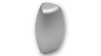 Knopf Rüsslesheim Kunststoff Vollmaterial - weißaluminium - 18 mm lang vor weißem Hintergrund