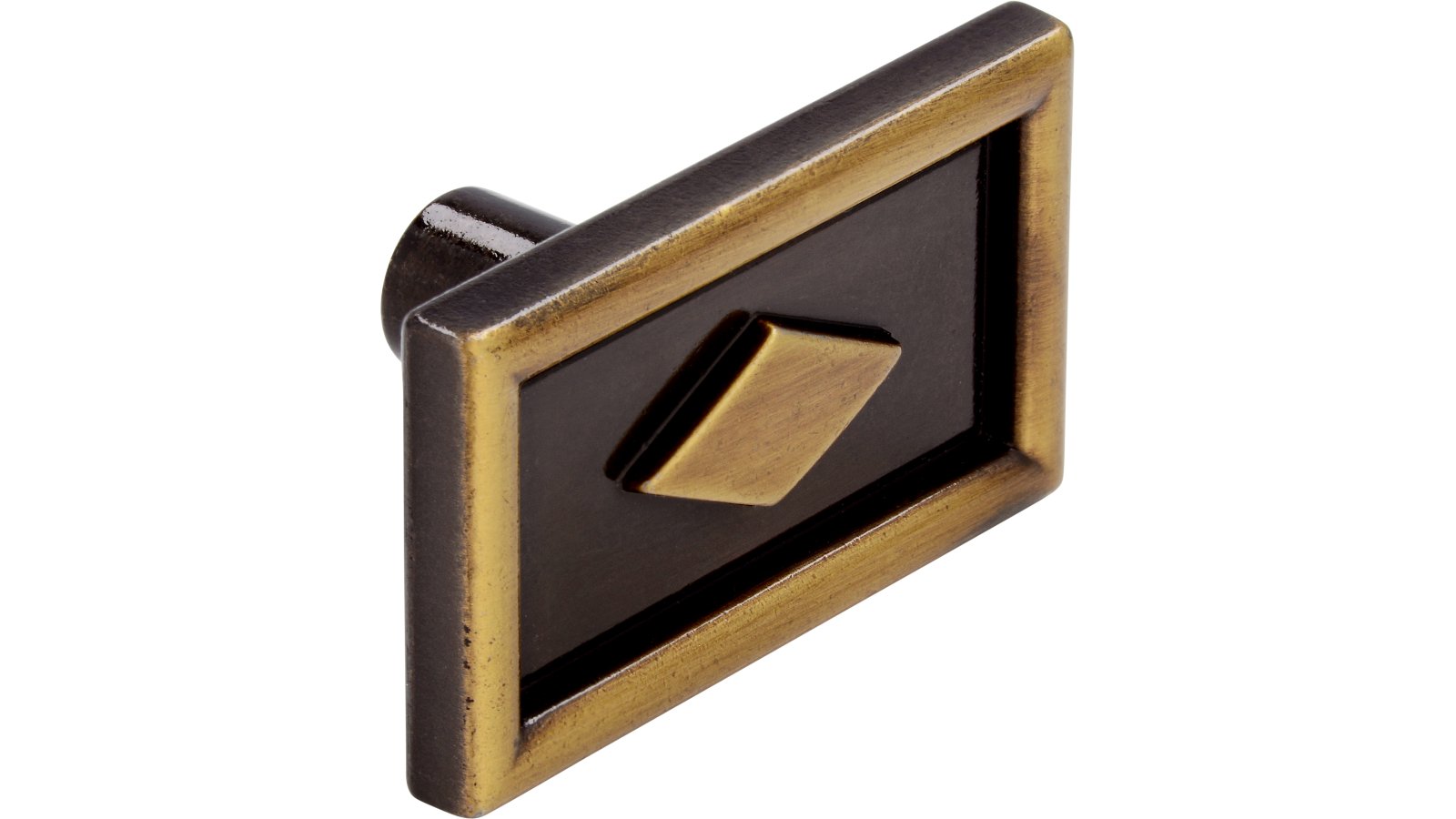 Moebelknopf-Sachsenheim-brueniert-messing-Messing-Zinkdruckguss-laenge-44-688944-seitlich Knopf Sachsenheim Druckguss altmessing brüniert gebürstet - 44 mm lang vor weißem Hintergrund