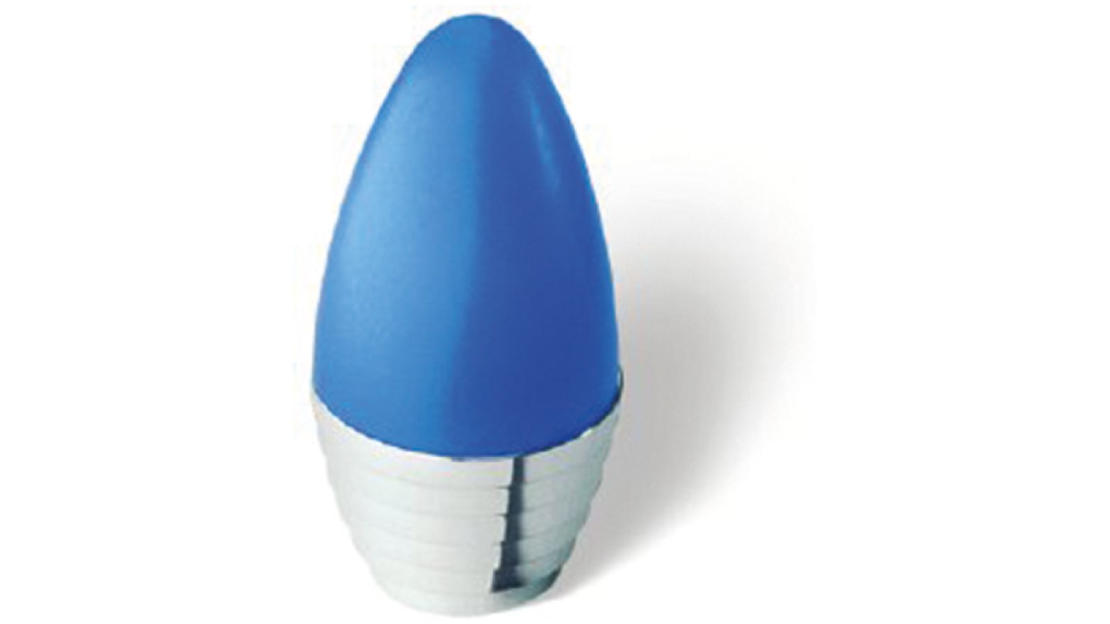 Knopf Sankt-Augstin Kunststoff glaseffekt matt blau metallisiert chrom glänzend - 16 mm lang  vor weißem Hintergrund