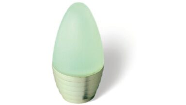 Knopf Sankt-Augstin Kunststoff Glaseffekt matt - jadegrün, Kunststoff metallisiert - nickel matt - 16 mm lang vor weißem Hintergrund