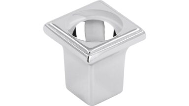 Knopf Sarstedt Druckguss chrom glänzend - 20 mm lang  vor weißem Hintergrund