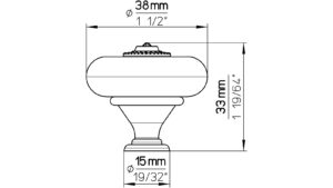 Knopf Schauenburg Keramik-Druckguss/Metallfuß bunt weiß mit schmetterling altsilberfarbig kristall - 38 mm lang  vor weißem Hintergrund