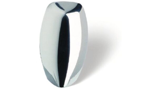 Knopf Scheeßel Kunststoff chrom glänzend - 18 mm lang vor weißem Hintergrund