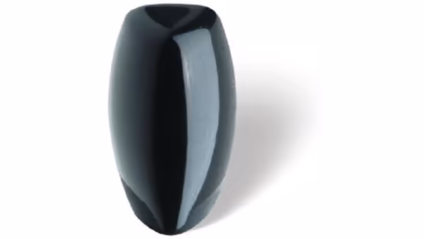 Knopf Scheeßel Kunststoff schwarz - 18 mm lang vor weißem Hintergrund