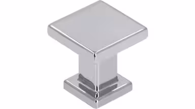 Knopf Schkopau Druckguss chrom glänzend - 20 mm lang vor weißem Hintergrund