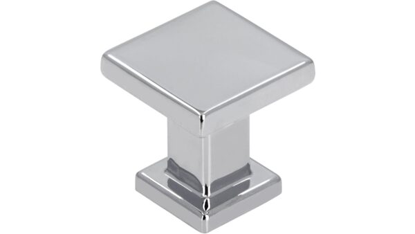 Knopf Schkopau Druckguss chrom glänzend - 20 mm lang vor weißem Hintergrund