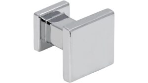 Knopf Schkopau Druckguss chrom glänzend - 20 mm lang  vor weißem Hintergrund