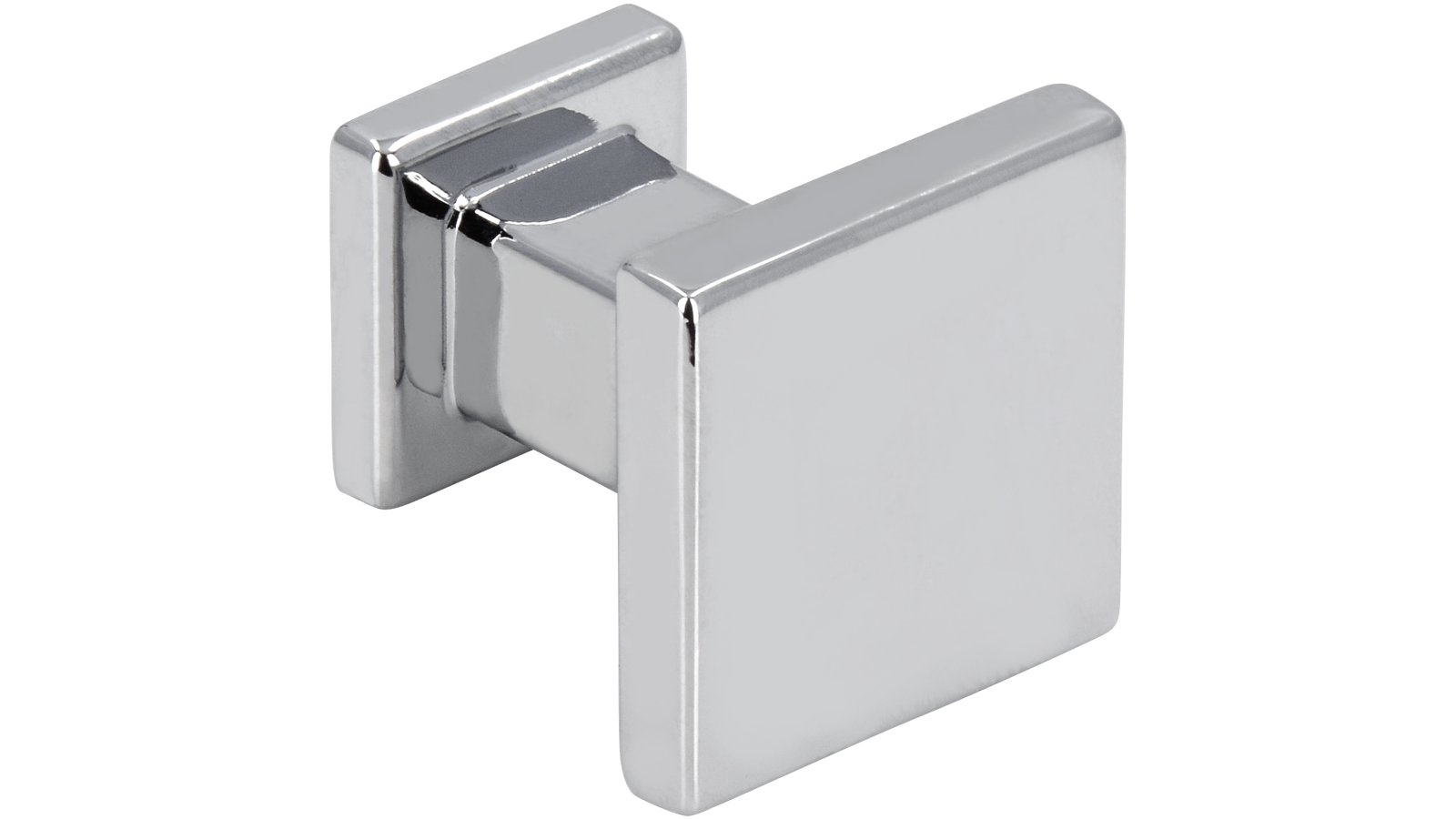 Knopf Schkopau Druckguss chrom glänzend - 20 mm lang  vor weißem Hintergrund