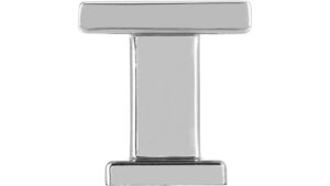 Knopf Schkopau Druckguss chrom glänzend - 20 mm lang  vor weißem Hintergrund