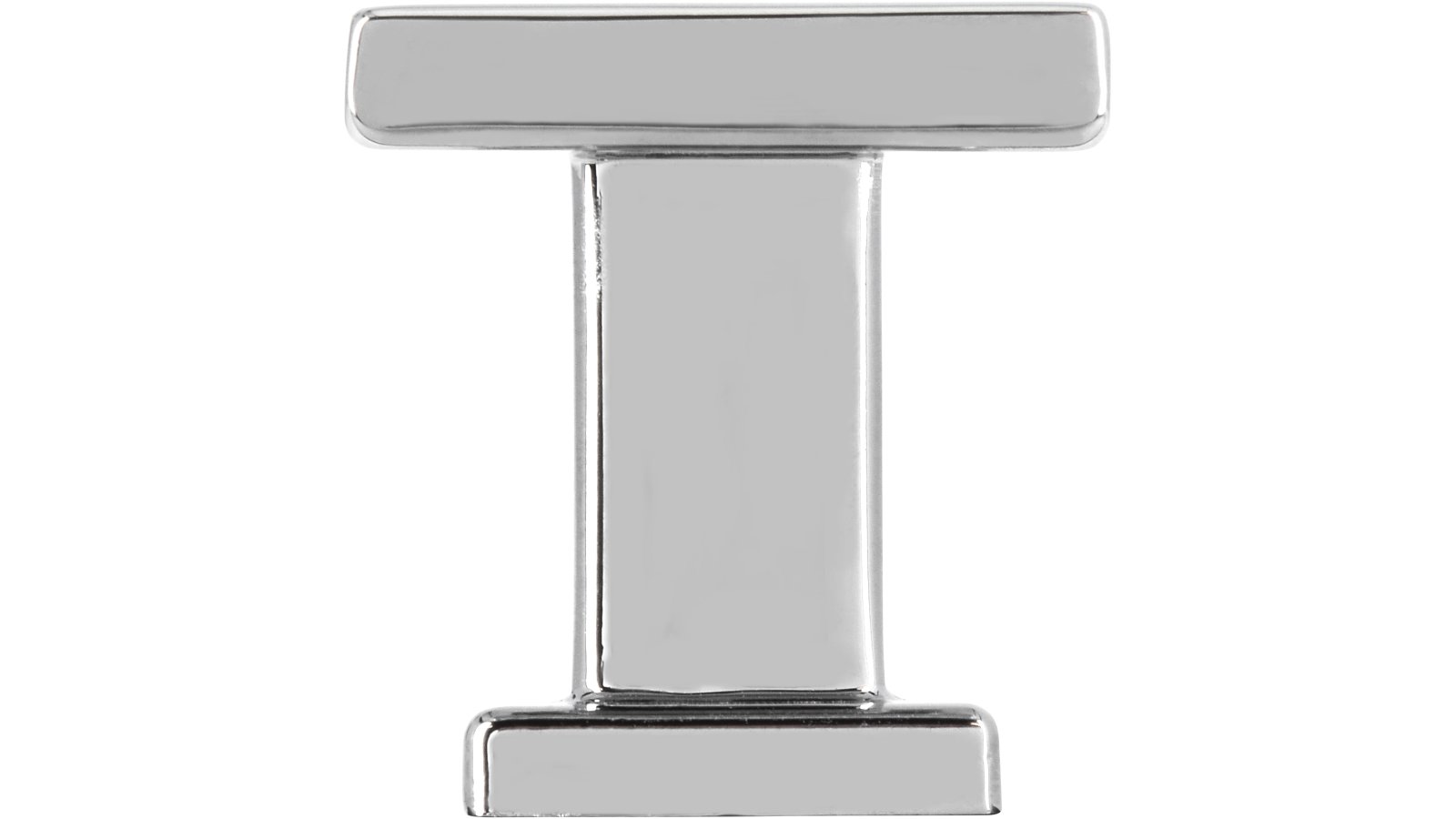 Knopf Schkopau Druckguss chrom glänzend - 20 mm lang  vor weißem Hintergrund