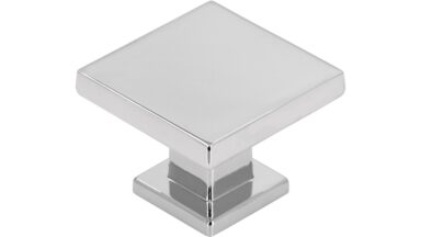 Knopf Schkopau Druckguss chrom glänzend - 30 mm lang  vor weißem Hintergrund