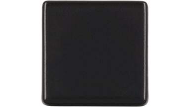 Knopf Schkopau Druckguss schwarz matt pulverbeschichtet - 20 mm lang  vor weißem Hintergrund