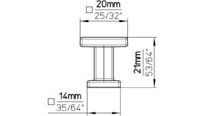 Knopf Schkopau Druckguss schwarz matt pulverbeschichtet - 20 mm lang  vor weißem Hintergrund