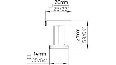 Knopf Schkopau Druckguss schwarz matt pulverbeschichtet - 20 mm lang  vor weißem Hintergrund