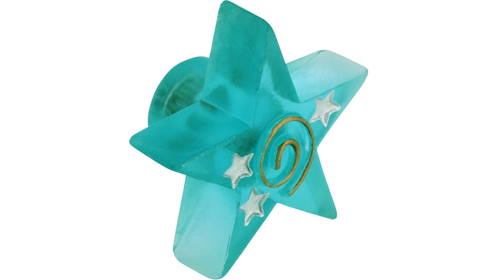 Knopf Schleiden Kunststoff blau transparent - 50 mm lang  vor weißem Hintergrund