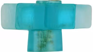 Knopf Schleiden Kunststoff blau transparent - 50 mm lang  vor weißem Hintergrund