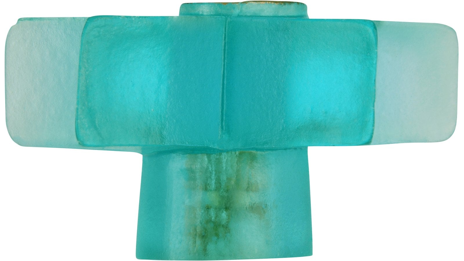 Knopf Schleiden Kunststoff blau transparent - 50 mm lang  vor weißem Hintergrund