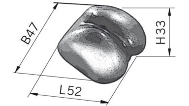 Knopf Schöneck Keramik weiß - 55 mm lang  vor weißem Hintergrund