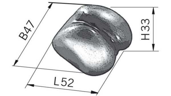 Knopf Schöneck Keramik weiß - 55 mm lang  vor weißem Hintergrund