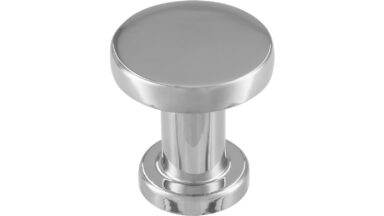 Knopf Schwieberdingen Druckguss chrom glänzend - 20 mm lang vor weißem Hintergrund