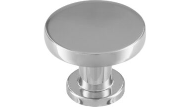 Knopf Schwieberdingen Druckguss chrom glänzend - 30 mm lang  vor weißem Hintergrund