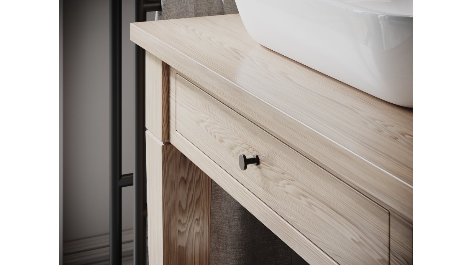 Knopf Schwieberdingen Druckguss schwarz matt pulverbeschichtet - 20 mm lang  vor weißem Hintergrund