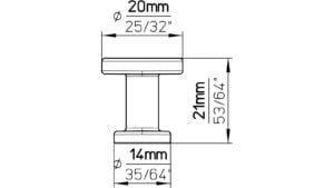 Knopf Schwieberdingen Druckguss schwarz matt pulverbeschichtet - 20 mm lang  vor weißem Hintergrund