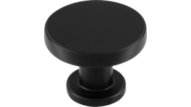 Knopf Schwieberdingen Druckguss schwarz matt pulverbeschichtet - 30 mm lang  vor weißem Hintergrund